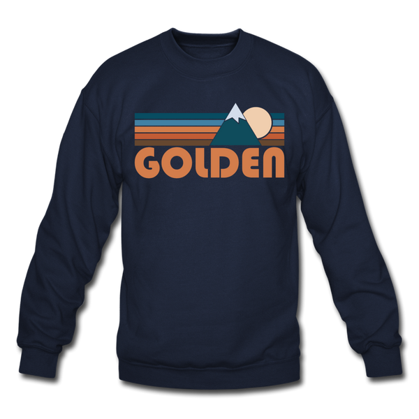 Golden, Colorado Sweatshirt - Retro Mountain Golden Crewneck Sweatshirt - navy