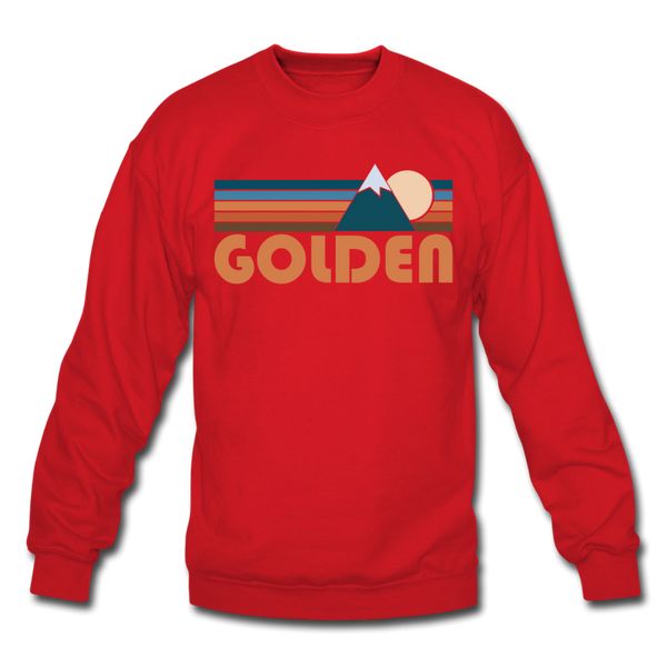 Golden, Colorado Sweatshirt - Retro Mountain Golden Crewneck Sweatshirt - red