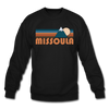 Missoula, Montana Sweatshirt - Retro Mountain Missoula Crewneck Sweatshirt - black