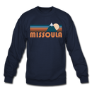Missoula, Montana Sweatshirt - Retro Mountain Missoula Crewneck Sweatshirt - navy