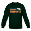 Missoula, Montana Sweatshirt - Retro Mountain Missoula Crewneck Sweatshirt - forest green