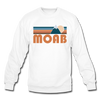 Moab, Utah Sweatshirt - Retro Mountain Moab Crewneck Sweatshirt - white