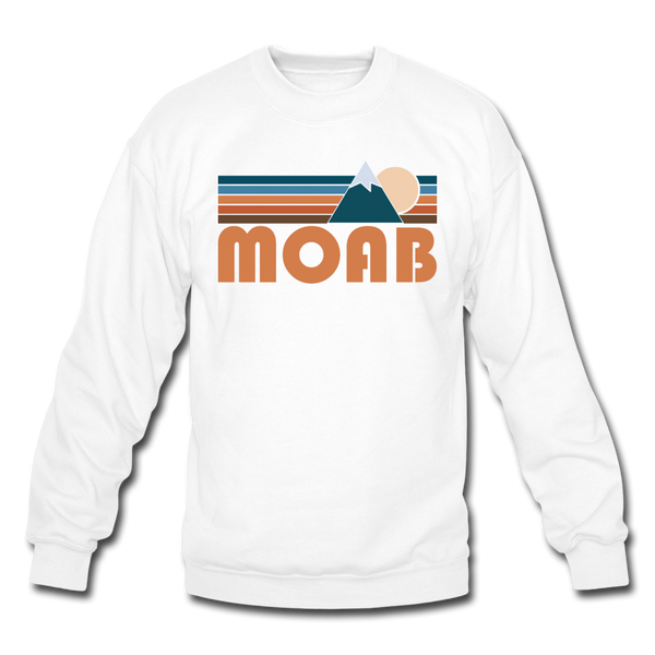 Moab, Utah Sweatshirt - Retro Mountain Moab Crewneck Sweatshirt - white