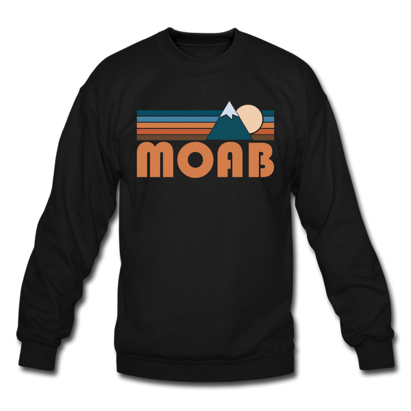 Moab, Utah Sweatshirt - Retro Mountain Moab Crewneck Sweatshirt - black
