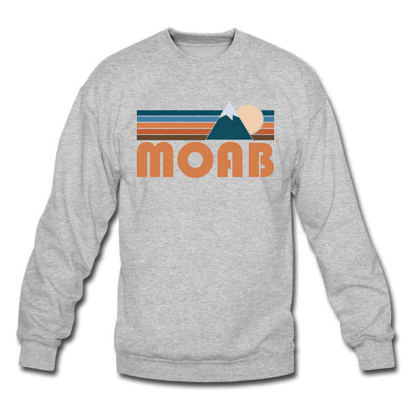 Moab, Utah Sweatshirt - Retro Mountain Moab Crewneck Sweatshirt - heather gray