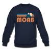 Moab, Utah Sweatshirt - Retro Mountain Moab Crewneck Sweatshirt - navy