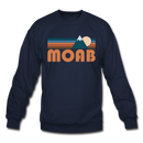 Moab, Utah Sweatshirt - Retro Mountain Moab Crewneck Sweatshirt - navy