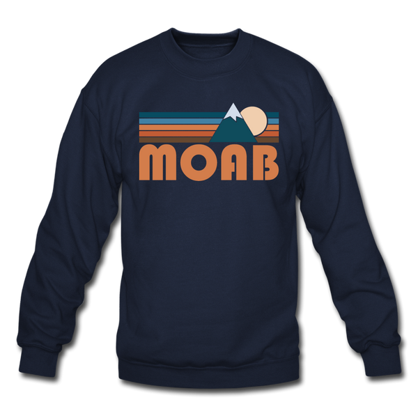 Moab, Utah Sweatshirt - Retro Mountain Moab Crewneck Sweatshirt - navy