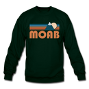 Moab, Utah Sweatshirt - Retro Mountain Moab Crewneck Sweatshirt - forest green