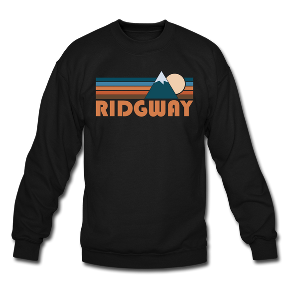 Ridgway, Colorado Sweatshirt - Retro Mountain Ridgway Crewneck Sweatshirt - black