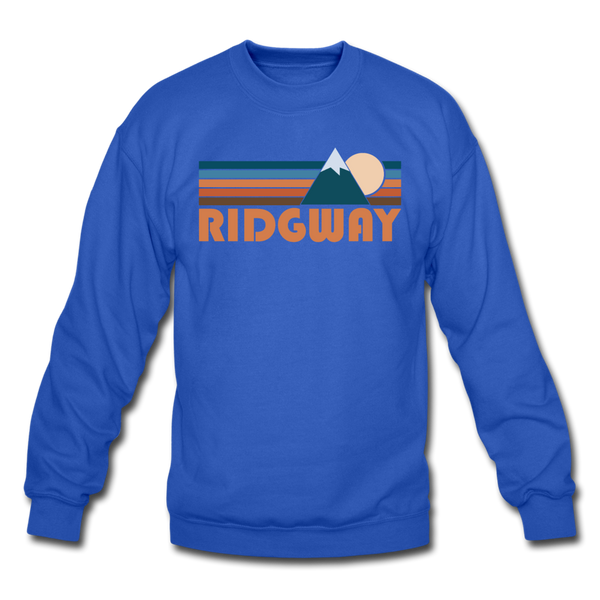 Ridgway, Colorado Sweatshirt - Retro Mountain Ridgway Crewneck Sweatshirt - royal blue