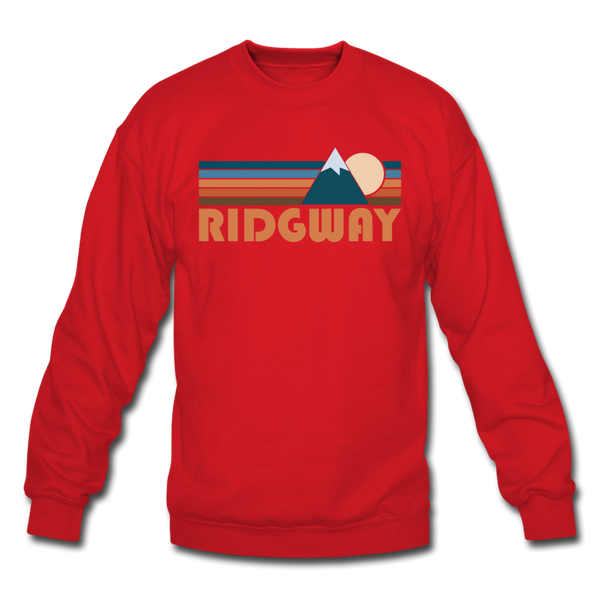 Ridgway, Colorado Sweatshirt - Retro Mountain Ridgway Crewneck Sweatshirt - red