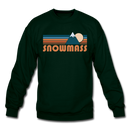 Snowmass, Colorado Sweatshirt - Retro Mountain Snowmass Crewneck Sweatshirt - forest green