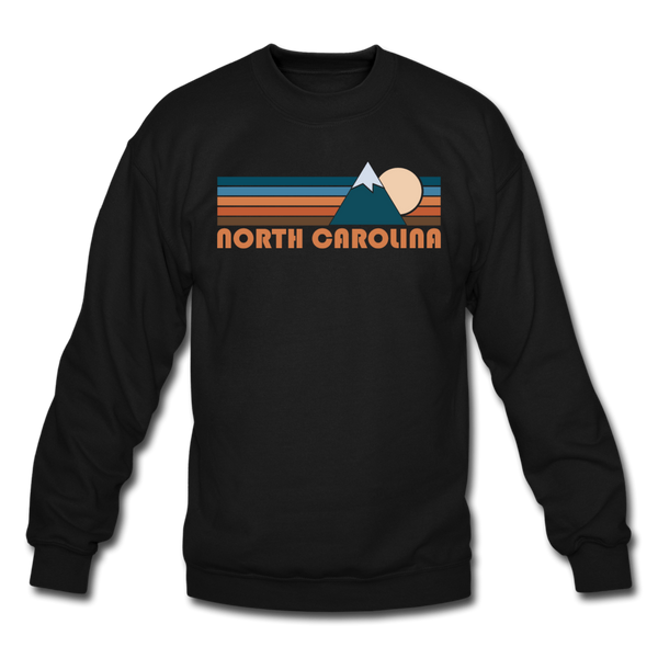 North Carolina Sweatshirt - Retro Mountain North Carolina Crewneck Sweatshirt - black