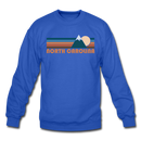 North Carolina Sweatshirt - Retro Mountain North Carolina Crewneck Sweatshirt - royal blue