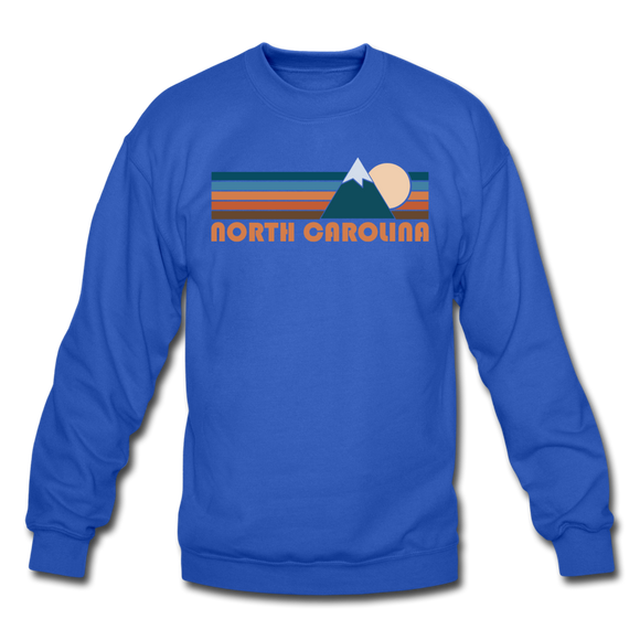North Carolina Sweatshirt - Retro Mountain North Carolina Crewneck Sweatshirt - royal blue