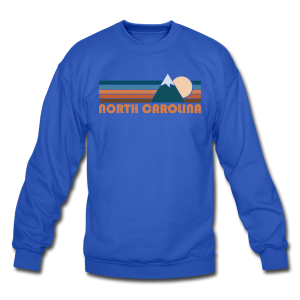 North Carolina Sweatshirt - Retro Mountain North Carolina Crewneck Sweatshirt - royal blue