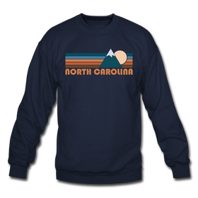 North Carolina Sweatshirt - Retro Mountain North Carolina Crewneck Sweatshirt - navy