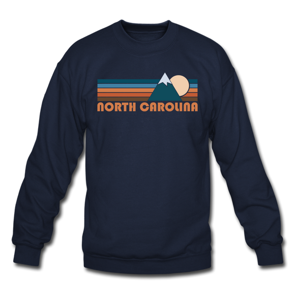 North Carolina Sweatshirt - Retro Mountain North Carolina Crewneck Sweatshirt - navy