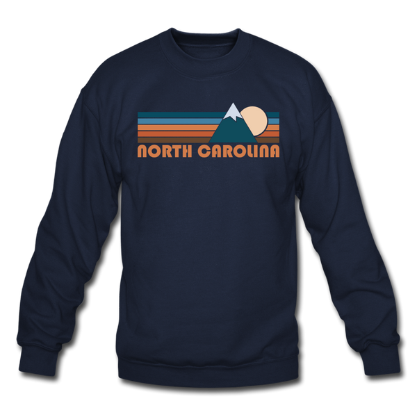 North Carolina Sweatshirt - Retro Mountain North Carolina Crewneck Sweatshirt - navy