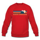 North Carolina Sweatshirt - Retro Mountain North Carolina Crewneck Sweatshirt - red