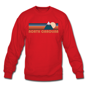 North Carolina Sweatshirt - Retro Mountain North Carolina Crewneck Sweatshirt - red