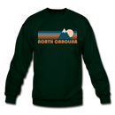 North Carolina Sweatshirt - Retro Mountain North Carolina Crewneck Sweatshirt - forest green