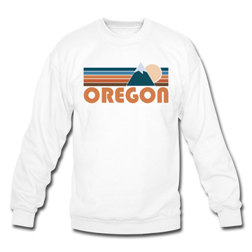 Oregon Sweatshirt - Retro Mountain Oregon Crewneck Sweatshirt - white