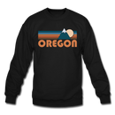 Oregon Sweatshirt - Retro Mountain Oregon Crewneck Sweatshirt - black