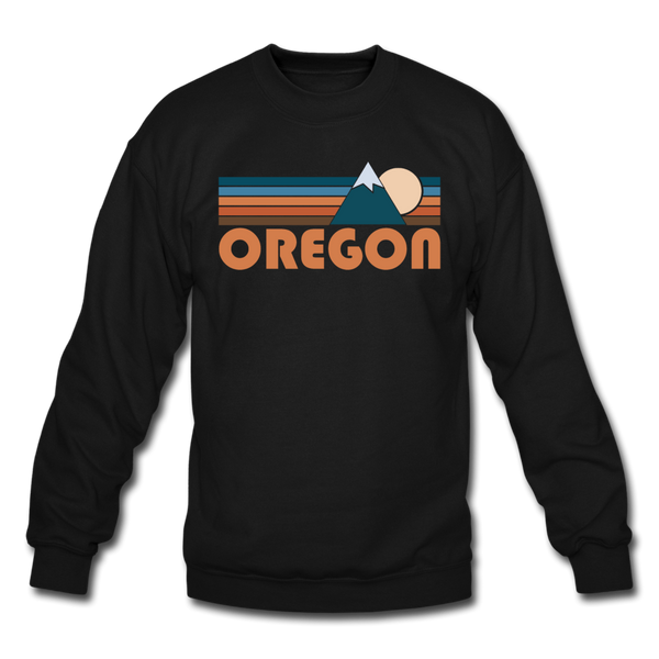 Oregon Sweatshirt - Retro Mountain Oregon Crewneck Sweatshirt - black