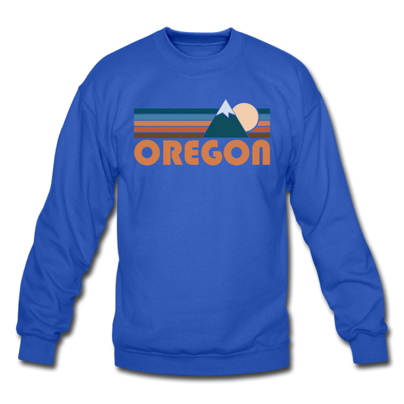 Oregon Sweatshirt - Retro Mountain Oregon Crewneck Sweatshirt - royal blue