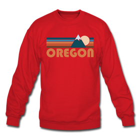 Oregon Sweatshirt - Retro Mountain Oregon Crewneck Sweatshirt - red