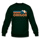 Oregon Sweatshirt - Retro Mountain Oregon Crewneck Sweatshirt - forest green