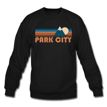 Park City, Utah Sweatshirt - Retro Mountain Park City Crewneck Sweatshirt - black