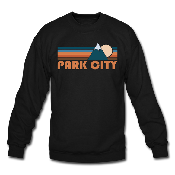 Park City, Utah Sweatshirt - Retro Mountain Park City Crewneck Sweatshirt - black