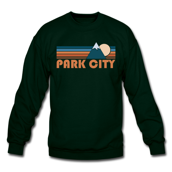 Park City, Utah Sweatshirt - Retro Mountain Park City Crewneck Sweatshirt - forest green