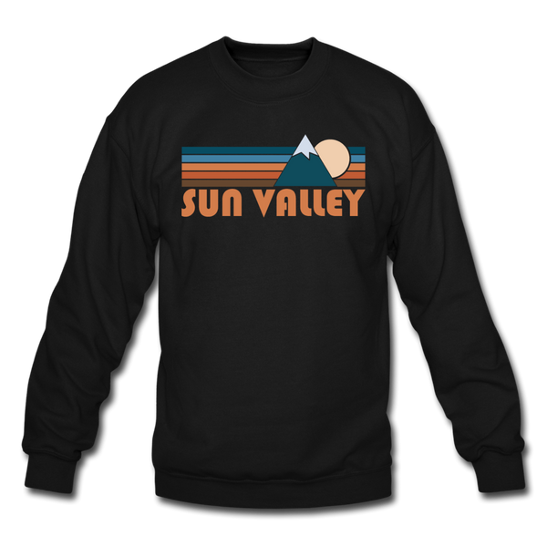 Sun Valley, Idaho Sweatshirt - Retro Mountain Sun Valley Crewneck Sweatshirt - black