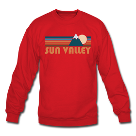 Sun Valley, Idaho Sweatshirt - Retro Mountain Sun Valley Crewneck Sweatshirt - red