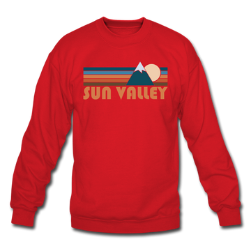 Sun Valley, Idaho Sweatshirt - Retro Mountain Sun Valley Crewneck Sweatshirt - red