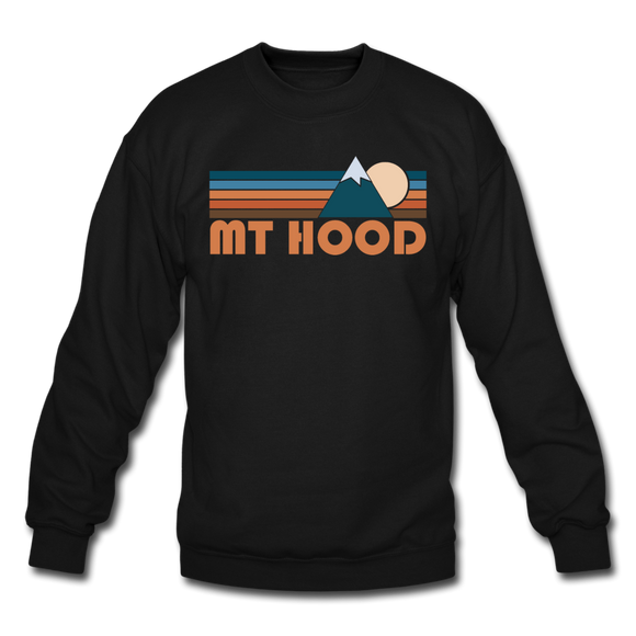 Mount Hood, Oregon Sweatshirt - Retro Mountain Mount Hood Crewneck Sweatshirt - black