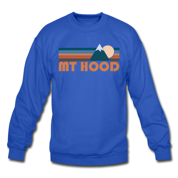 Mount Hood, Oregon Sweatshirt - Retro Mountain Mount Hood Crewneck Sweatshirt - royal blue