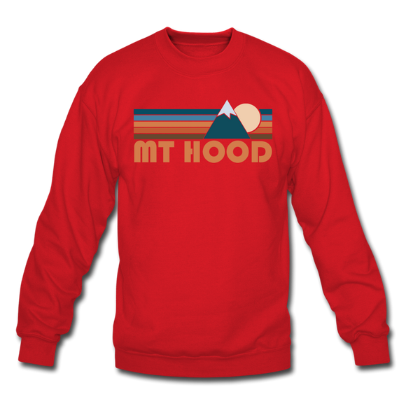 Mount Hood, Oregon Sweatshirt - Retro Mountain Mount Hood Crewneck Sweatshirt - red