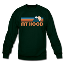 Mount Hood, Oregon Sweatshirt - Retro Mountain Mount Hood Crewneck Sweatshirt - forest green