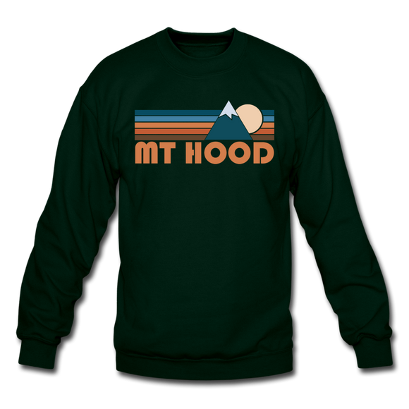 Mount Hood, Oregon Sweatshirt - Retro Mountain Mount Hood Crewneck Sweatshirt - forest green