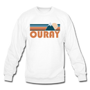 Ouray, Colorado Sweatshirt - Retro Mountain Ouray Crewneck Sweatshirt - white