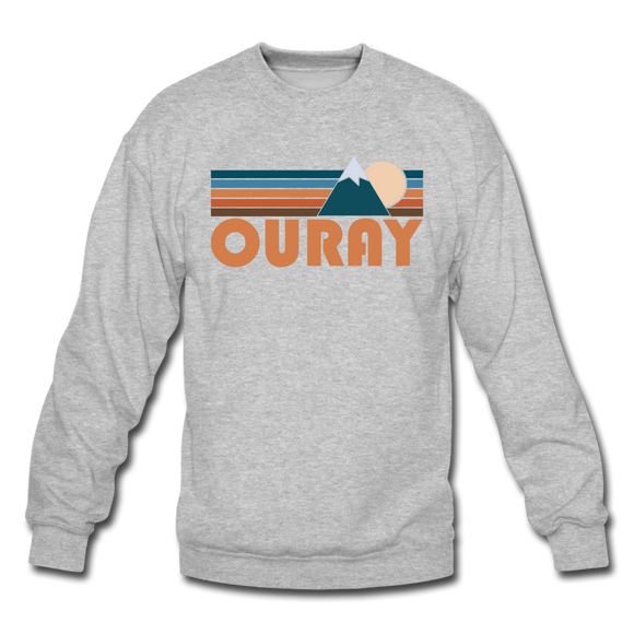 Ouray, Colorado Sweatshirt - Retro Mountain Ouray Crewneck Sweatshirt - heather gray