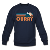 Ouray, Colorado Sweatshirt - Retro Mountain Ouray Crewneck Sweatshirt - navy