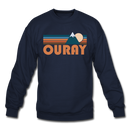 Ouray, Colorado Sweatshirt - Retro Mountain Ouray Crewneck Sweatshirt - navy