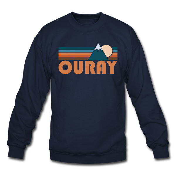Ouray, Colorado Sweatshirt - Retro Mountain Ouray Crewneck Sweatshirt - navy
