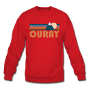 Ouray, Colorado Sweatshirt - Retro Mountain Ouray Crewneck Sweatshirt - red